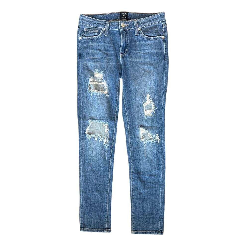 Just Black Denim Low-Rise Ripped Jeans Distressed Denim Pants Size 25